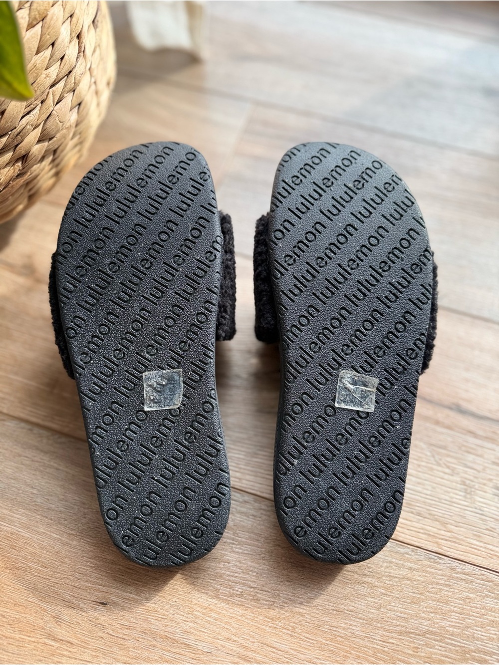 Lululemon Black Fuzzy Slides - Picture 2 of 2
